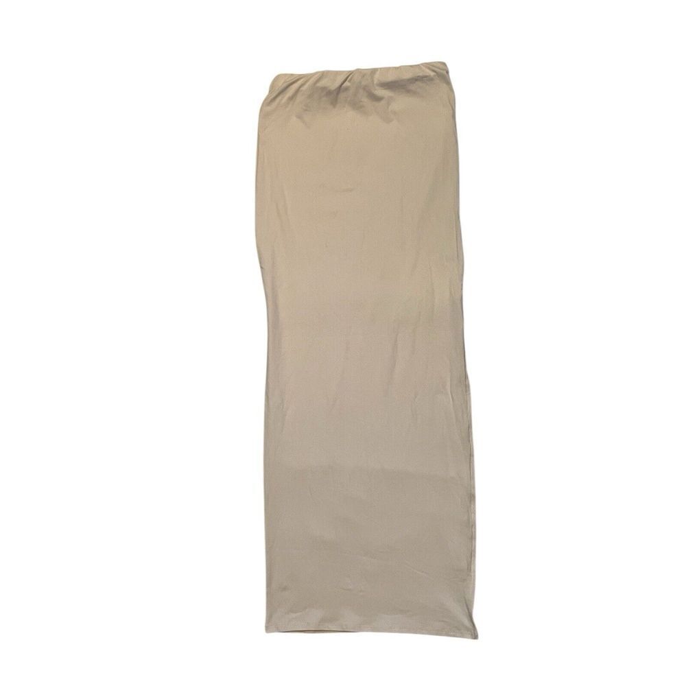 Heart & Hips Womens Medium Cream Beige Stretchy Side Slit Maxi Skirt BJ47114